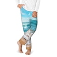 thumbnail image 1 of Gukieu Sunny Ocean Waves Print Youth Home Trousers, Elastic Waistband with Pockets for Home and Outing, Suitable for Children Aged 5-16-Small, 1 of 6