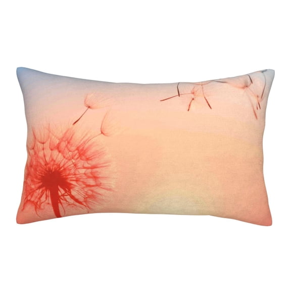 Gukieu The Sunset of Dandelion Print Plush Pillow Cover, Hidden Zipper Pillow Protector without Pillow Core, Suitable for Bedroom, Office, Car Decoration-16"x24"