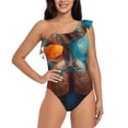 thumbnail image 1 of Gukieu Surreal Body Art Print One-shoulder Ruffled One-piece Swimsuit with Removable Chest Pads and Tummy-control Swimsuit for Women-XX-Large, 1 of 6