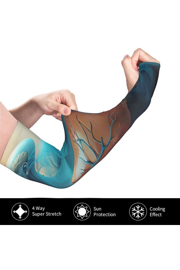 Surreal Body Art for Adult Ice Silk Sun Protection Arm Sleeves, Moisture Wicking, UV Protection Outdoor Sports Arm Sleeves, Unisex