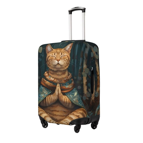 Gukieu Surreal Meditating Cat Print Suitcase Protective Cover, Elastic Zipper Buckle Suitcase Protective Cover, Suitable for Travel, Business Trip-Medium