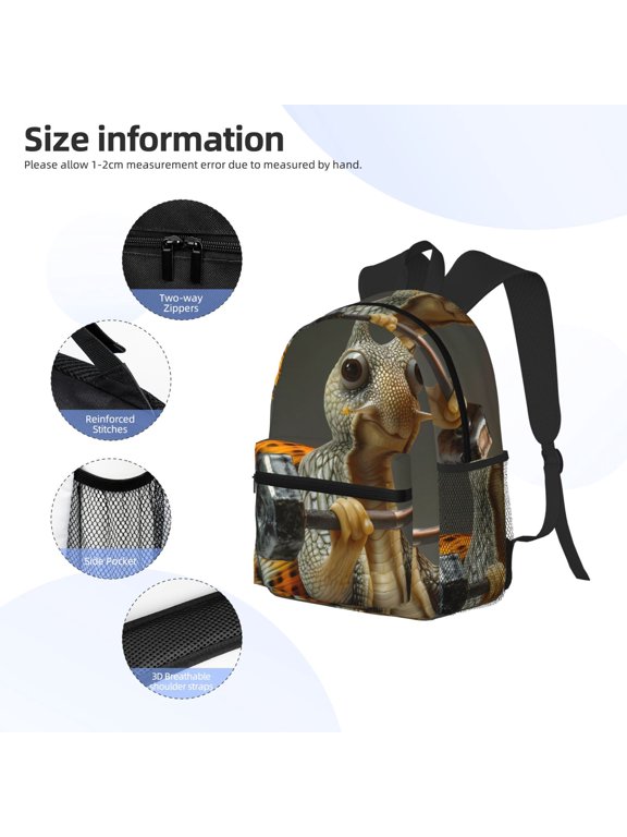 Surreal Weightlifting Snail Print Backpack, Waterproof Backpack with Adjustable Shoulder Straps, Suitable for Campus, Business, Travel, Unisex