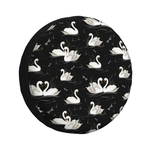 Gukieu Swan And Dragonflies Print Car Tire Cover, Adjustable Waterproof and Dustproof Tire Protection Cover, Suitable for SUV, Truck, Van-15 inch