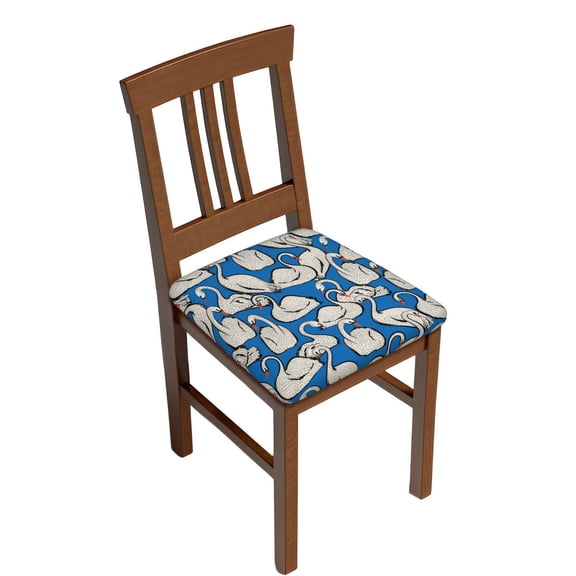 Gukieu Swan Birds Print Square Cushion Cover, Elastic Strap Chair Protector, Suitable for Family Restaurant, Hotel Banquet Decorations-Two Pieces
