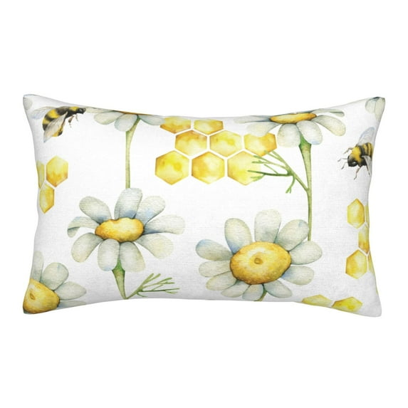 Gukieu Sweet Honey Print Plush Pillow Cover, Hidden Zipper Pillow Protector without Pillow Core, Suitable for Bedroom, Office, Car Decoration-20"x30"