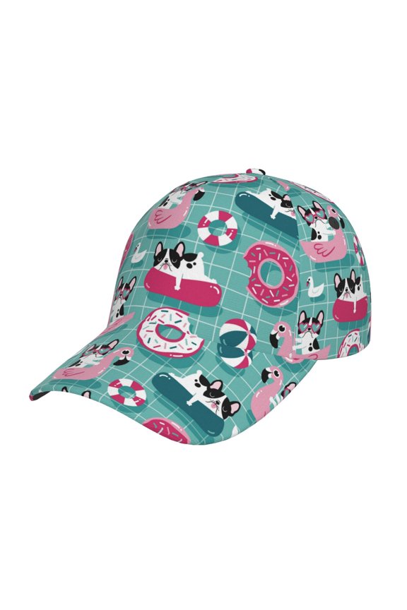 Swimming Bulldog Prin Baseball Cap, Adjustable Sweat-wicking Daily,Travel, Sports Cap, Unisex