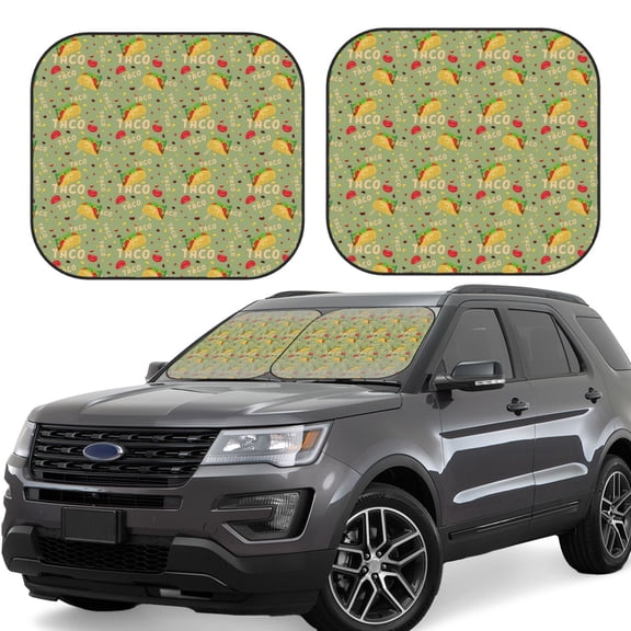 Gukieu Taco Print Car Windshield Sun Visor, Foldable Anti-UV Car Sun Visor Suitable for Vans, Trucks Car Accessories-Small