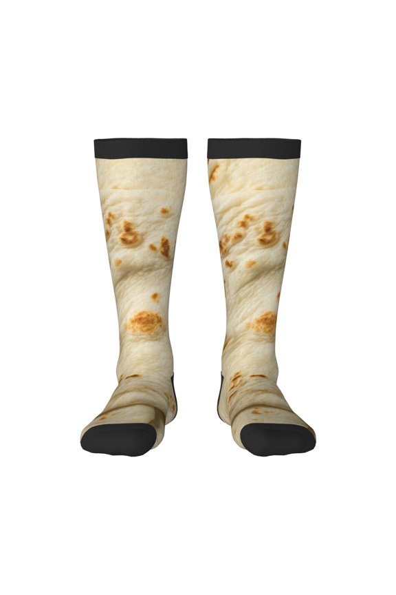 Taco Tortillas Print Contrast Color Stockings, Elastic Sports Socks Warm Socks Clothing Accessories, Adult Unisex