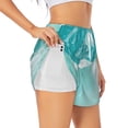 thumbnail image 1 of Gukieu Teal Turquoise 1 Print Women's Sports Shorts with Drawstring Elastic Waistband for Running, Yoga, Fitness-X-Large, 1 of 7