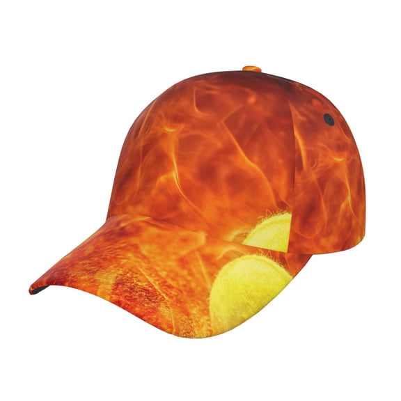 Gukieu Tennis Ball In Fire Prin Baseball Cap, Adjustable Sweat-wicking Daily,Travel, Sports Cap, Unisex