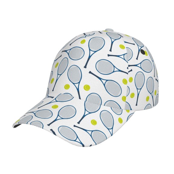 Gukieu Tennis Rackets And Balls Prin Baseball Cap, Adjustable Sweat-wicking Daily,Travel, Sports Cap, Unisex