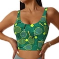 thumbnail image 1 of Gukieu Tennis Rackets and Balls Print Women's Sports Vest, Low-neck U-shaped Removable Pad Sports Bra for Yoga, Exercise, Dance-Medium, 1 of 8