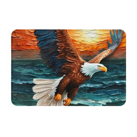 Gukieu Textured Bald Eagle Print Dust-proof Floor Mats, Water-absorbent and Non-slip Flannel Door Mats 16x24in, Home Decoration Suitable for Kitchen, Bathroom, Garage