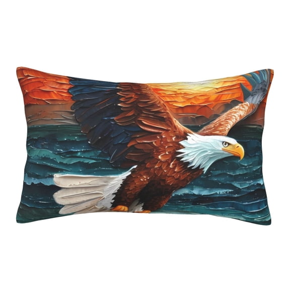 Gukieu Textured Bald Eagle Print Plush Pillow Cover, Hidden Zipper Pillow Protector without Pillow Core, Suitable for Bedroom, Office, Car Decoration-20"x30"