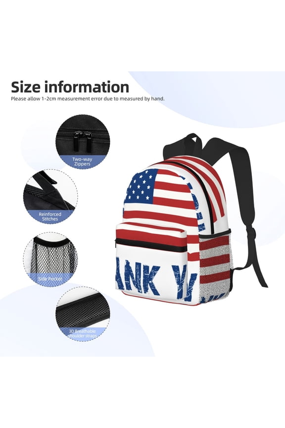 Thank You Veterans Print Backpack, Waterproof Backpack with Adjustable Shoulder Straps, Suitable for Campus, Business, Travel, Unisex