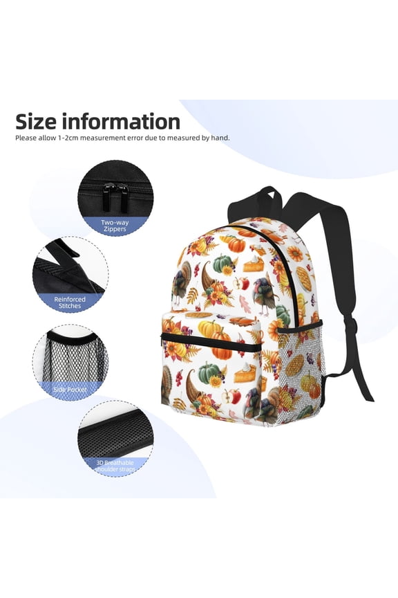 Thanksgiving Turkeys 1 Print Backpack, Waterproof Backpack with Adjustable Shoulder Straps, Suitable for Campus, Business, Travel, Unisex