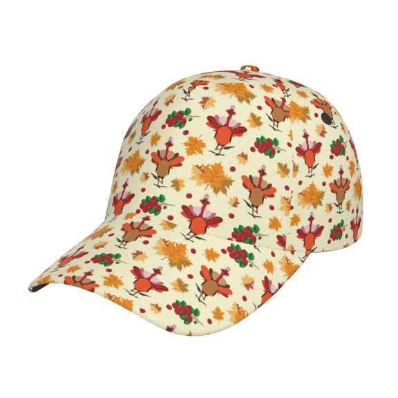 Gukieu Thanksgiving Turkeys Prin Baseball Cap, Adjustable Sweat-wicking Daily,Travel, Sports Cap, Unisex