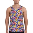 thumbnail image 1 of Gukieu The Garden Tricolor Pansy Flower Print Men's Quick Dry Fitness Vest, Round Neck Sleeveless Fitness Bodybuilding Top-Small, 1 of 7