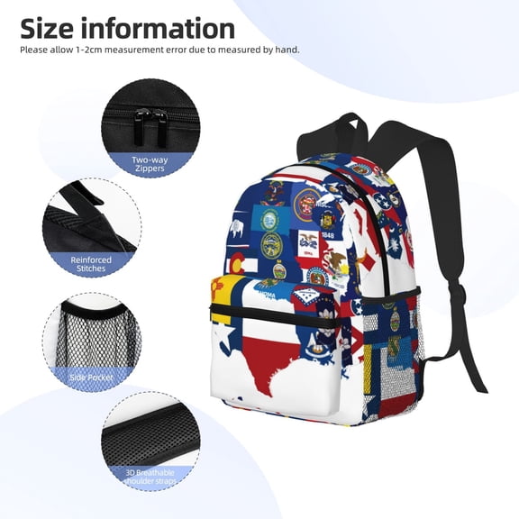Gukieu The Map Of United States Print Backpack, Waterproof Backpack with Adjustable Shoulder Straps, Suitable for Campus, Business, Travel, Unisex