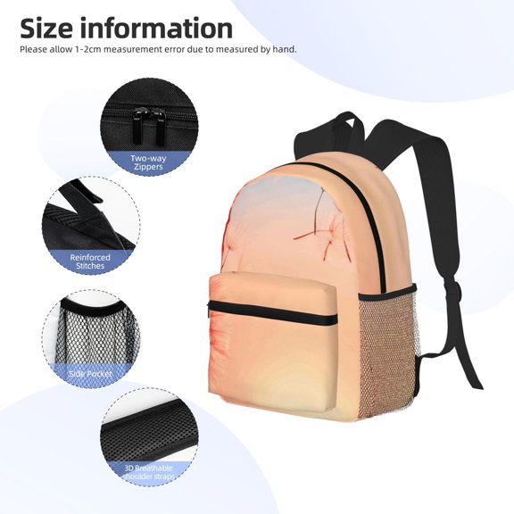Gukieu The Sunset of Dandelion Print Backpack, Waterproof Backpack with Adjustable Shoulder Straps, Suitable for Campus, Business, Travel, Unisex