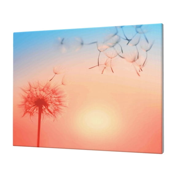 Gukieu The Sunset of Dandelion Print Horizontal Canvas Decorative Painting 12x16 Inch Shrinkage Resistant Frame Hanging Home Wall Art Decor