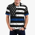 thumbnail image 1 of Gukieu Thin Blue Line Flag Print Men's Quick-drying POLO Shirt, Button-down Summer T-shirt, Suitable for Work and Outdoor Activities-4X-Large, 1 of 6