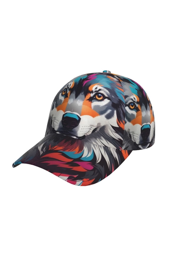 Tie-Dye Wolf Head Prin Baseball Cap, Adjustable Sweat-wicking Daily,Travel, Sports Cap, Unisex