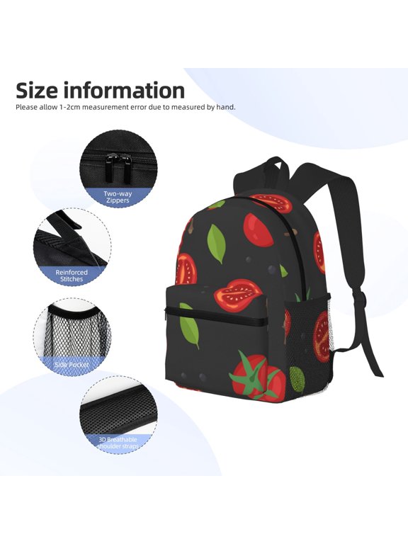 Tomatoes1 Print Backpack, Waterproof Backpack with Adjustable Shoulder Straps, Suitable for Campus, Business, Travel, Unisex