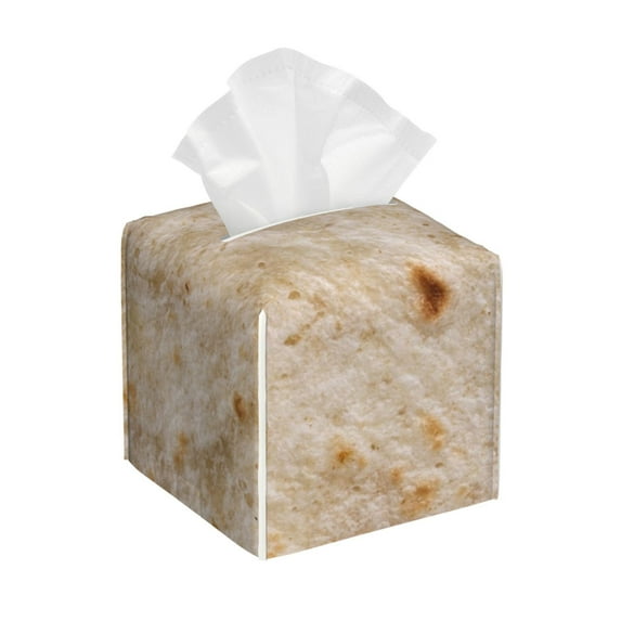 Gukieu Tortilla Print Leather Tissue Box, PVC Waterproof Velcro Opening and Closing Square Tissue Box Holder, Suitable for Home and Office Decoration