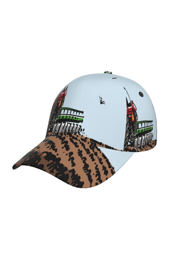 Tractor plowing a field Prin Baseball Cap, Adjustable Sweat-wicking Daily,Travel, Sports Cap, Unisex