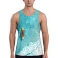 thumbnail image 1 of Gukieu Tranquil Ocean Canoe Journey Print Men's Quick Dry Fitness Vest, Round Neck Sleeveless Fitness Bodybuilding Top-Small, 1 of 7