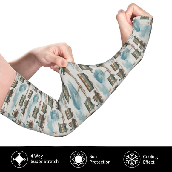 Gukieu Transport Train for Adult Ice Silk Sun Protection Arm Sleeves, Moisture Wicking, UV Protection Outdoor Sports Arm Sleeves, Unisex