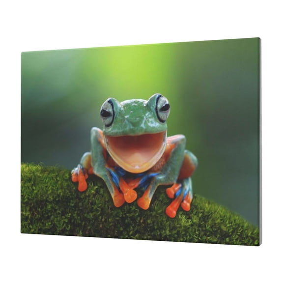 Gukieu Tree Frog Print Horizontal Canvas Decorative Painting 12x16 Inch Shrinkage Resistant Frame Hanging Home Wall Art Decor