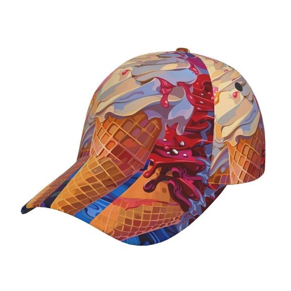 Gukieu Trio Of Dripping Cones Prin Baseball Cap, Adjustable Sweat-wicking Daily,Travel, Sports Cap, Unisex