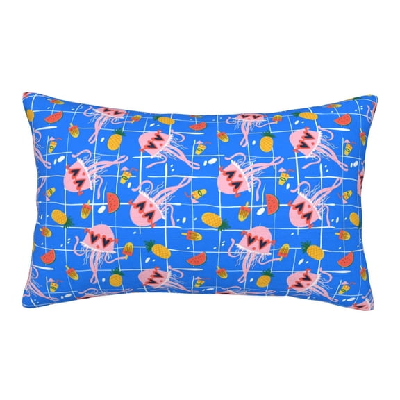 Gukieu Tropical Jellyfishes Print Plush Pillow Cover, Hidden Zipper Pillow Protector without Pillow Core, Suitable for Bedroom, Office, Car Decoration-14"x20"