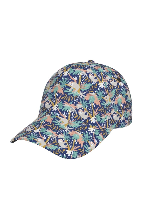 Tropical Sloth Prin Baseball Cap, Adjustable Sweat-wicking Daily,Travel, Sports Cap, Unisex