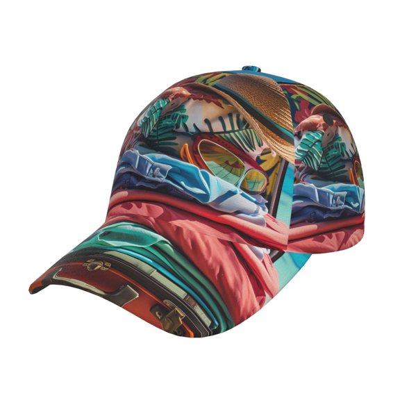 Gukieu Tropical Vacation Essentials Prin Baseball Cap, Adjustable Sweat-wicking Daily,Travel, Sports Cap, Unisex
