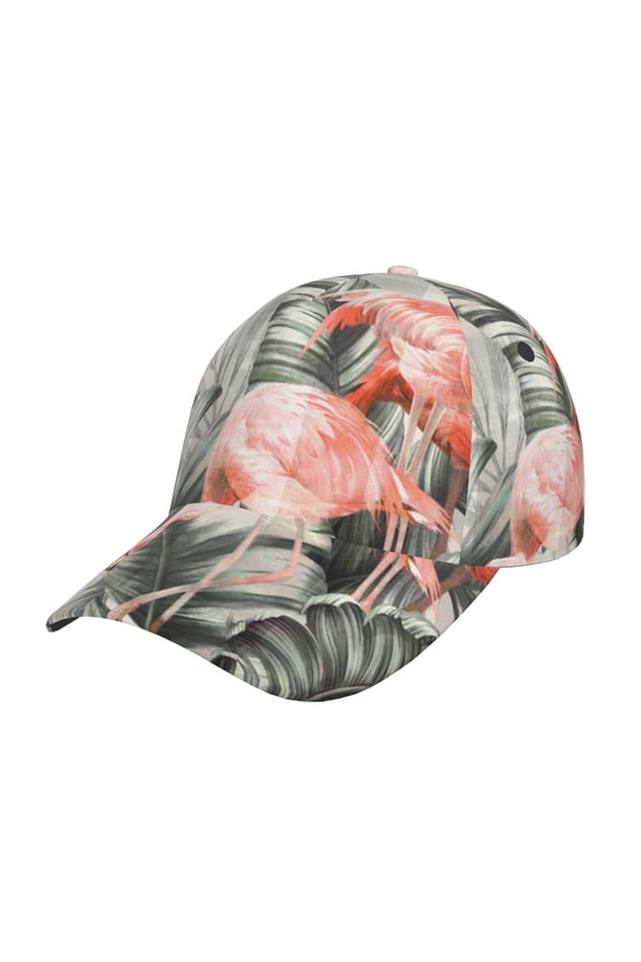 Tropical With Flamingos Prin Baseball Cap, Adjustable Sweat-wicking Daily,Travel, Sports Cap, Unisex