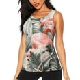 thumbnail image 1 of Gukieu Tropical With Flamingos Print Women's Quick-drying Fitness Vest, Round Neck Sleeveless Fitness T-shirt, Suitable for Yoga, Sports-Medium, 1 of 7
