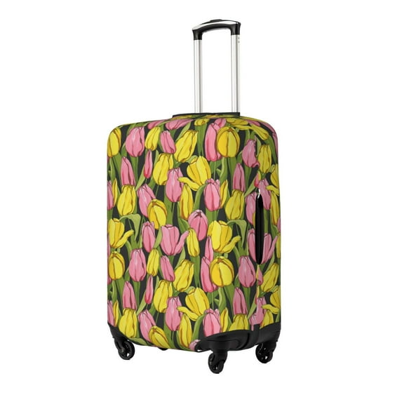 Gukieu Tulips Flowers Print Suitcase Protective Cover, Elastic Zipper Buckle Suitcase Protective Cover, Suitable for Travel, Business Trip-Small