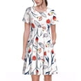 thumbnail image 1 of Gukieu Tulips Flowers Print Women's Short Sleeve Dress, Elastic Waistband A-line with Pockets Summer Dress, Suitable for Daily Leisure, Work, Vacation, 1 of 6