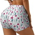 thumbnail image 1 of Gukieu Tulips Flowers Print Women's Sports Shorts, Elastic Waist High Stretch Running Yoga Gym Sweatpants-Large, 1 of 8