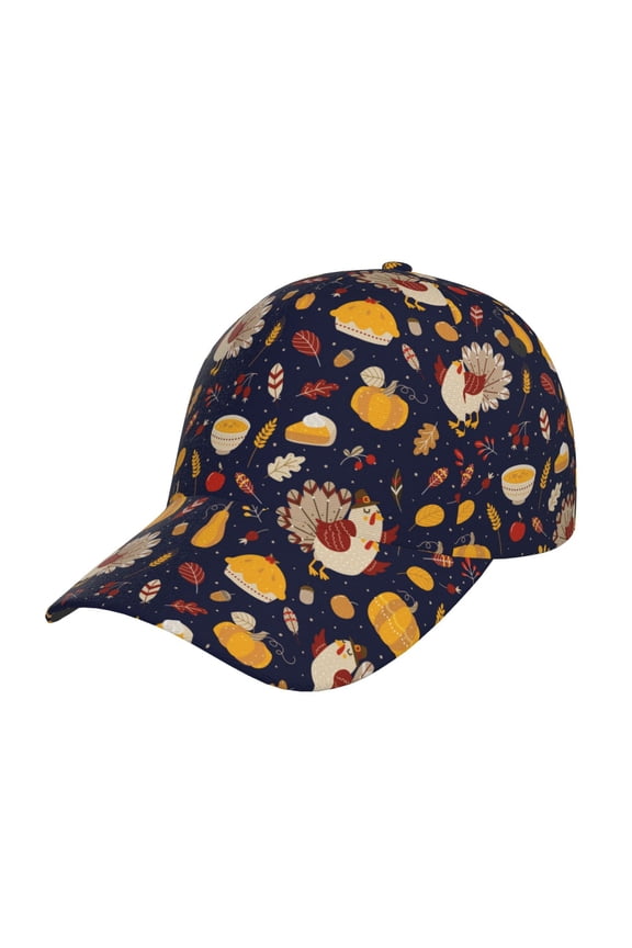 Turkey And Autumn Prin Baseball Cap, Adjustable Sweat-wicking Daily,Travel, Sports Cap, Unisex