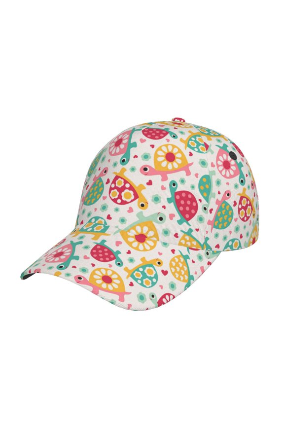 Turtle Flower Prin Baseball Cap, Adjustable Sweat-wicking Daily,Travel, Sports Cap, Unisex