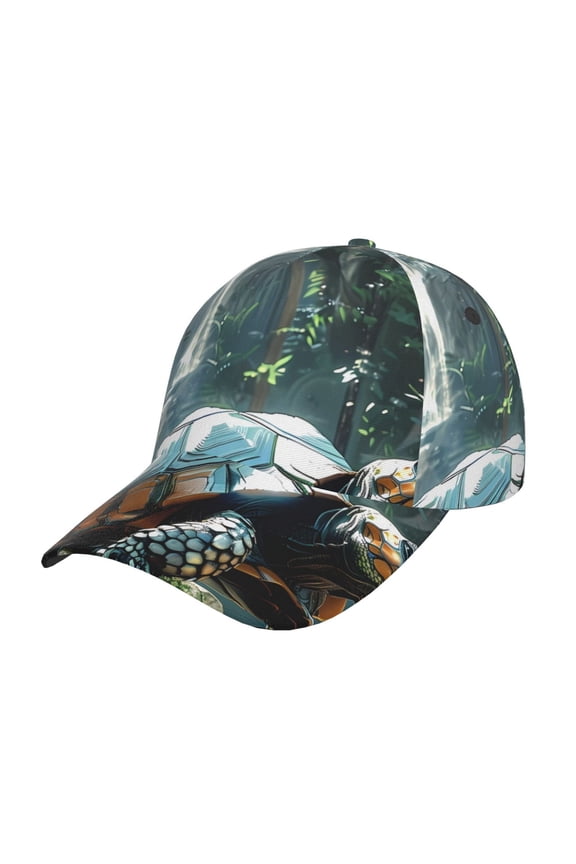 Turtle In Jungle Waterfall Prin Baseball Cap, Adjustable Sweat-wicking Daily,Travel, Sports Cap, Unisex