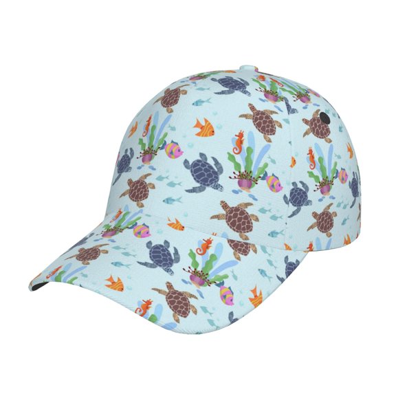 Gukieu Turtle Prin Baseball Cap, Adjustable Sweat-wicking Daily,Travel, Sports Cap, Unisex