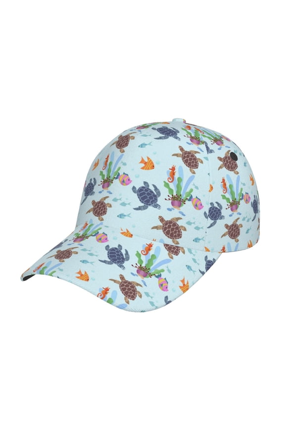Turtle Prin Baseball Cap, Adjustable Sweat-wicking Daily,Travel, Sports Cap, Unisex