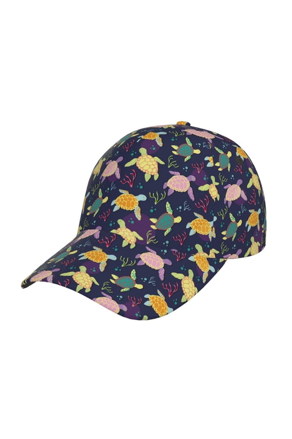 Turtle Prin Baseball Cap, Adjustable Sweat-wicking Daily,Travel, Sports Cap, Unisex