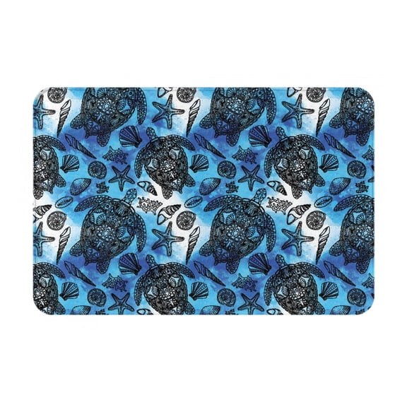 Gukieu TurtleShell Algae Starfish Coral Print Dust-proof Floor Mats, Water-absorbent and Non-slip Flannel Door Mats 16x24in, Home Decoration Suitable for Kitchen, Bathroom, Garage