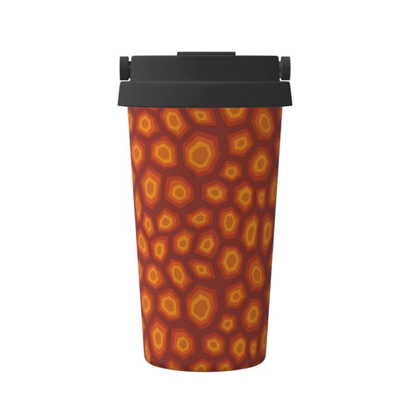 Gukieu Turtle Shell Print Insulated Coffee Cup, Portable Stainless Steel Vacuum Cup with Lid, Unisex, Suitable for Office, Cafe, Car